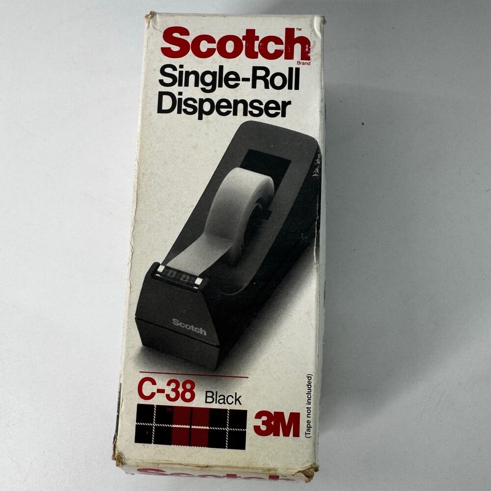 1986 Vtg Scotch C-38 Putty Single-Roll Weighted Tape Dispenser open box